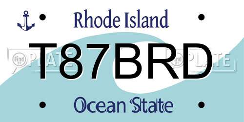 T87BRD Rhode Island License Plate