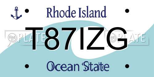T87IZG Rhode Island License Plate