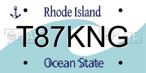 T87KNG Rhode Island License Plate