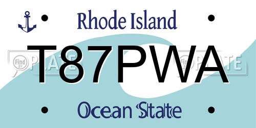 T87PWA Rhode Island License Plate