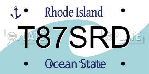 T87SRD Rhode Island License Plate