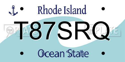 T87SRQ Rhode Island License Plate
