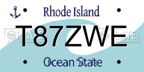 T87ZWE Rhode Island License Plate