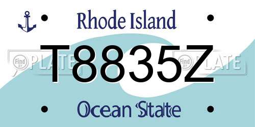 T8835Z Rhode Island License Plate