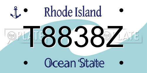 T8838Z Rhode Island License Plate