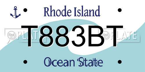 T883BT Rhode Island License Plate