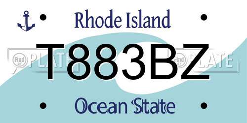 T883BZ Rhode Island License Plate