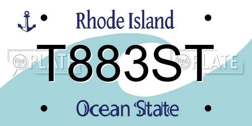 T883ST Rhode Island License Plate
