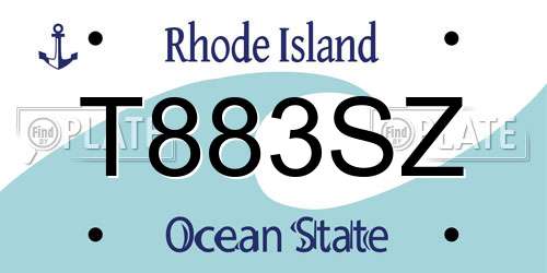 T883SZ Rhode Island License Plate