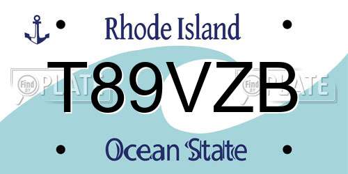 T89VZB Rhode Island License Plate