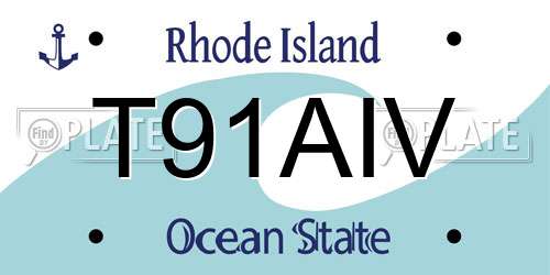 T91AIV Rhode Island License Plate