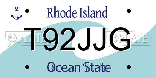 T92JJG Rhode Island License Plate