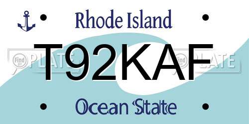 T92KAF Rhode Island License Plate