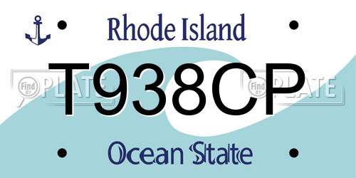 T938CP Rhode Island License Plate