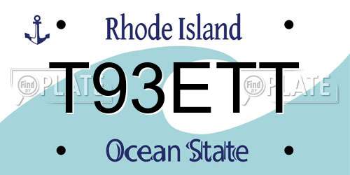 T93ETT Rhode Island License Plate