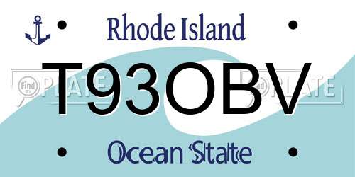 T93OBV Rhode Island License Plate