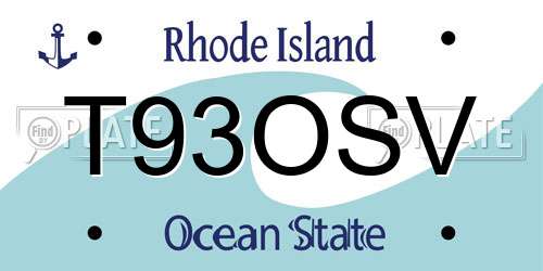 T93OSV Rhode Island License Plate