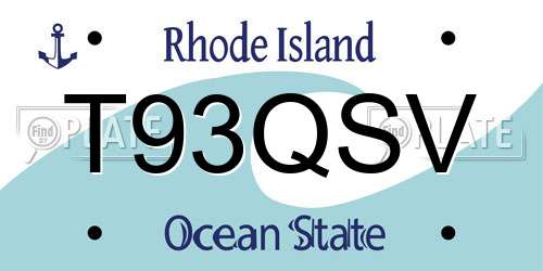 T93QSV Rhode Island License Plate