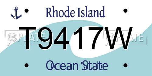 T9417W Rhode Island License Plate