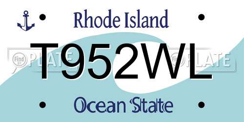 T952WL Rhode Island License Plate