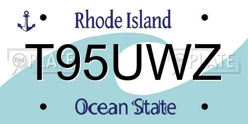 T95UWZ Rhode Island License Plate