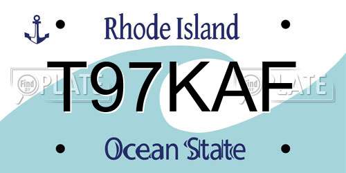 T97KAF Rhode Island License Plate