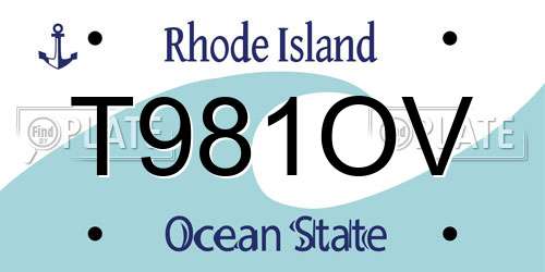 T981OV Rhode Island License Plate