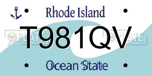 T981QV Rhode Island License Plate