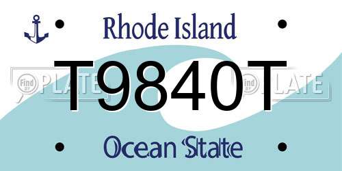 T9840T Rhode Island License Plate
