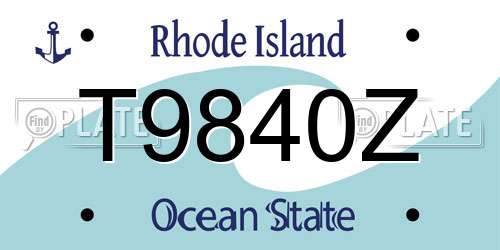 T9840Z Rhode Island License Plate