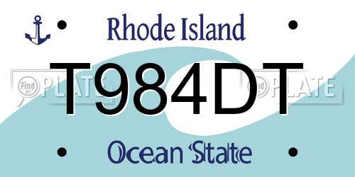 T984DT Rhode Island License Plate