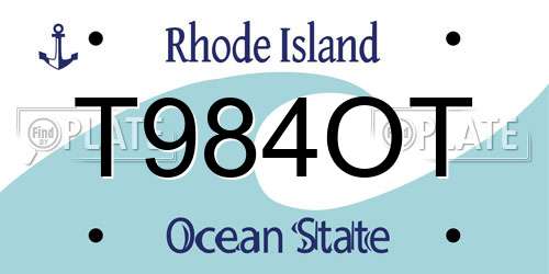 T984OT Rhode Island License Plate