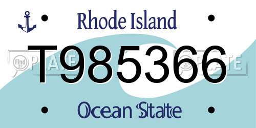T985366 Rhode Island License Plate