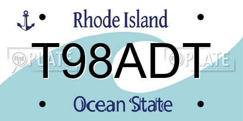 T98ADT Rhode Island License Plate
