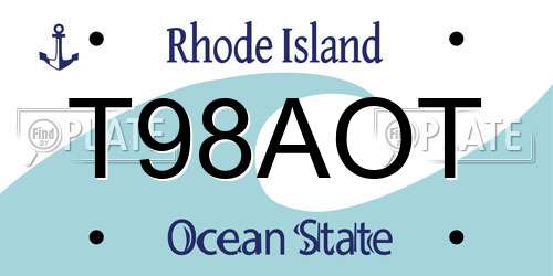 T98AOT Rhode Island License Plate