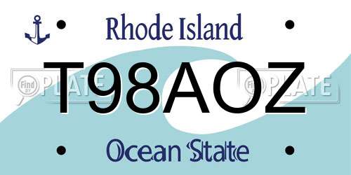 T98AOZ Rhode Island License Plate