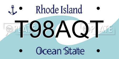 T98AQT Rhode Island License Plate