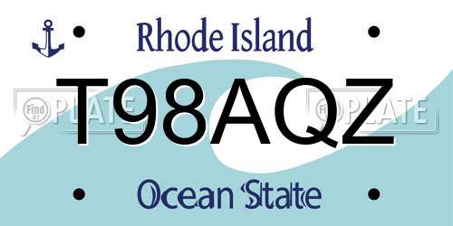 T98AQZ Rhode Island License Plate