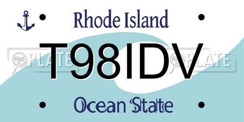 T98IDV Rhode Island License Plate