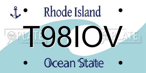T98IOV Rhode Island License Plate