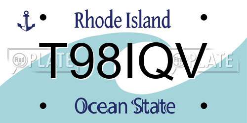T98IQV Rhode Island License Plate