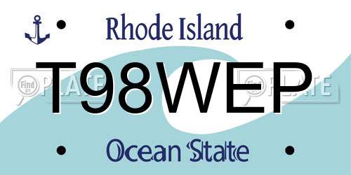 T98WEP Rhode Island License Plate