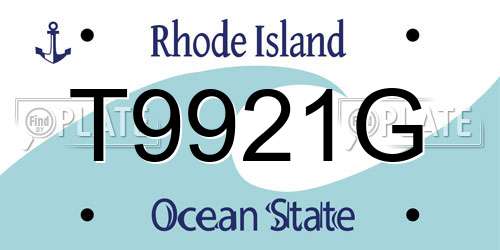 T9921G Rhode Island License Plate