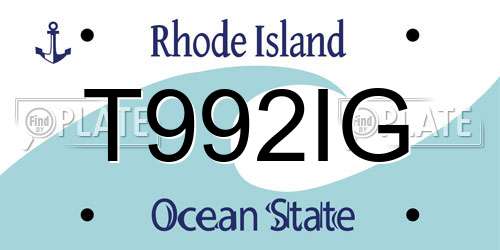 T992IG Rhode Island License Plate