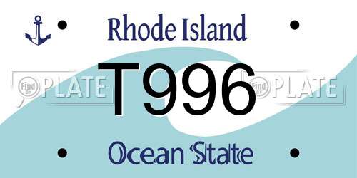 T996 Rhode Island License Plate