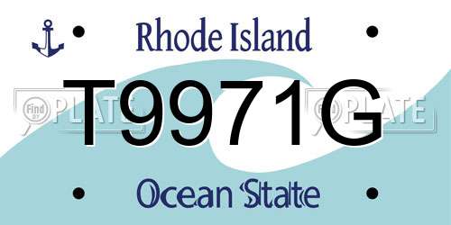 T9971G Rhode Island License Plate