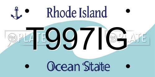 T997IG Rhode Island License Plate