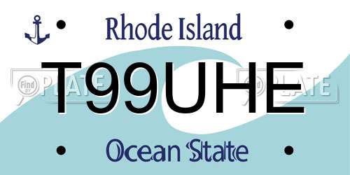 T99UHE Rhode Island License Plate