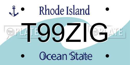 T99ZIG Rhode Island License Plate