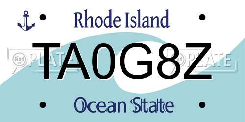 TA0G8Z Rhode Island License Plate